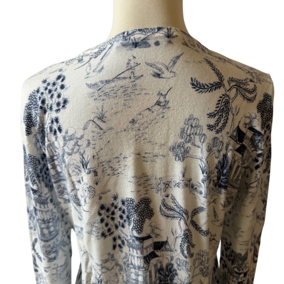 J MCLAUGHLIN SWEATER LENNY CHINOISERIE PRINT CREWNECK LONG SLEEVE BLUE WHITE S - Picture 6 of 10